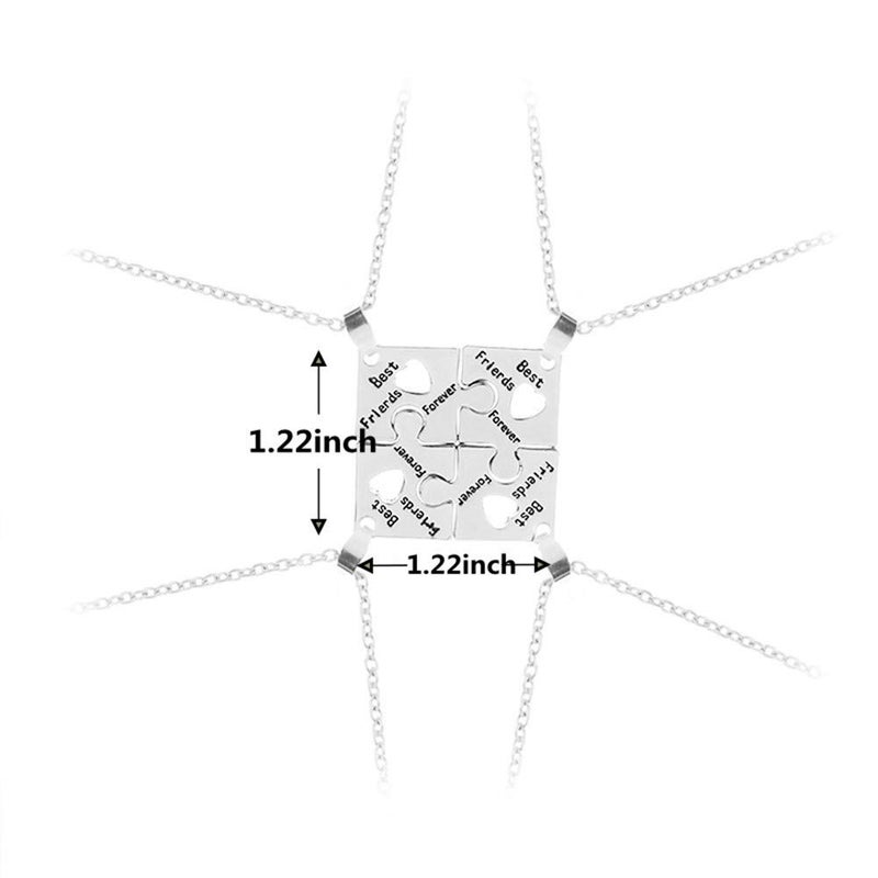 Sisadodo Best Friend Friendship Necklaces for 4, Best Friends Forever Friend Necklace Engraved Puzzle Friendship Pendant Charm Necklaces Set Christma Gift for Women Female - Image 4